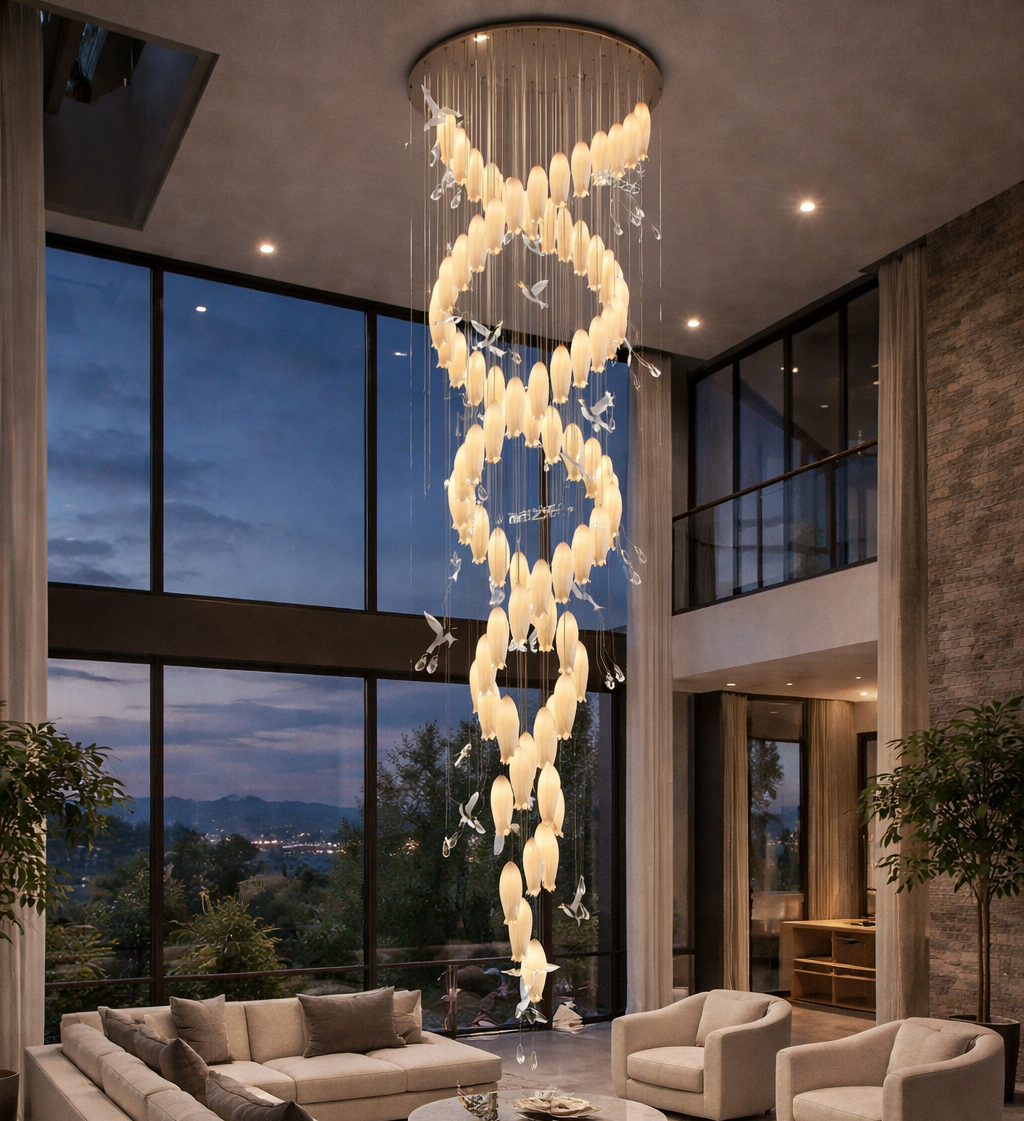 Spiral Bird Cage Double Height Chandelier | 8809-48