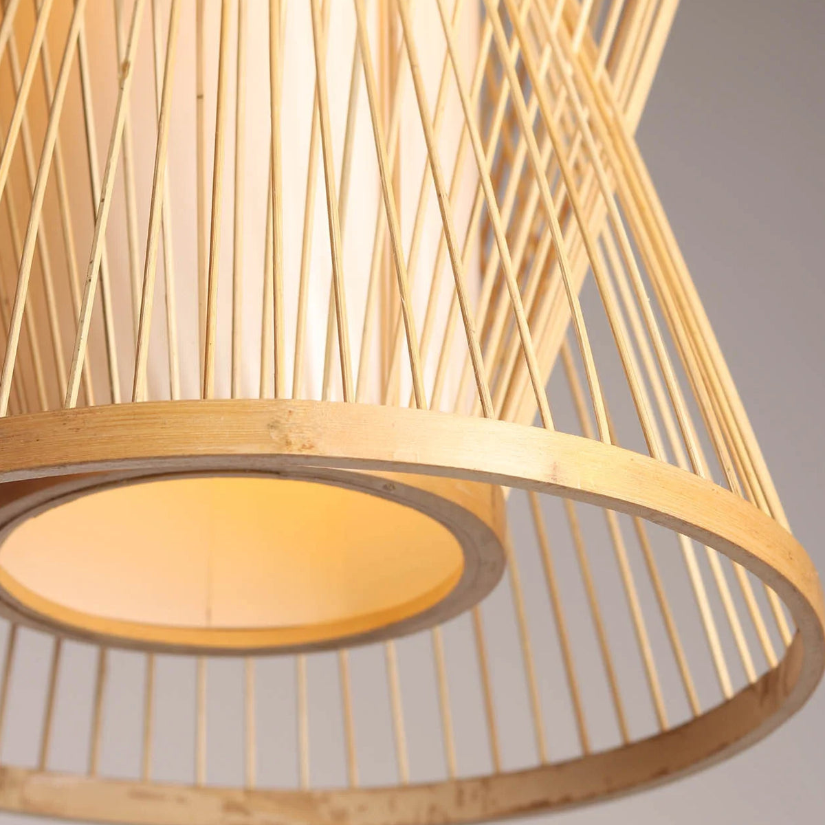 NATURAL BAMBOO CANE AND FABRIC PENDANT LIGHT | 6018-1P