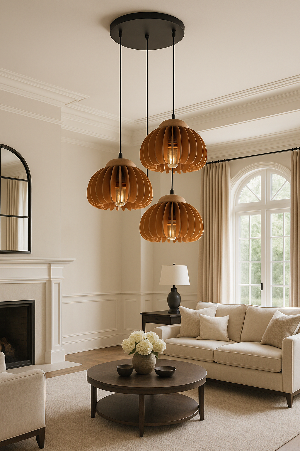 Wooden Pumpkin Hanging Light | 2097-3P