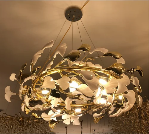 Gold and White Petals Chandelier | D229