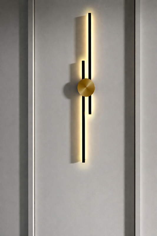Modern Gold & Black Vertical Strip LED Wall Light