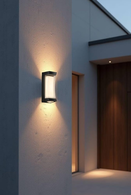 Dual Beam Black Curved Wall Light – Sleek Up & Down Outdoor Sconce