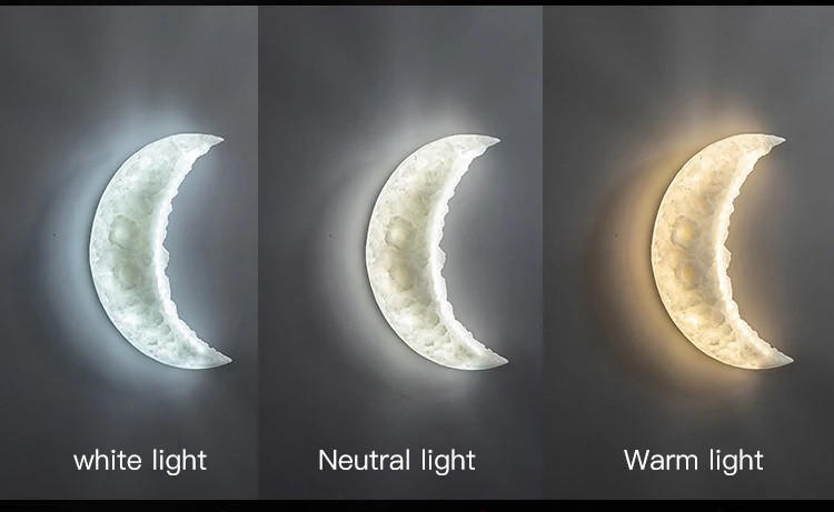 Poly-Stone Half Moon Lamp for Wall / Ceiling 3in1 Lights