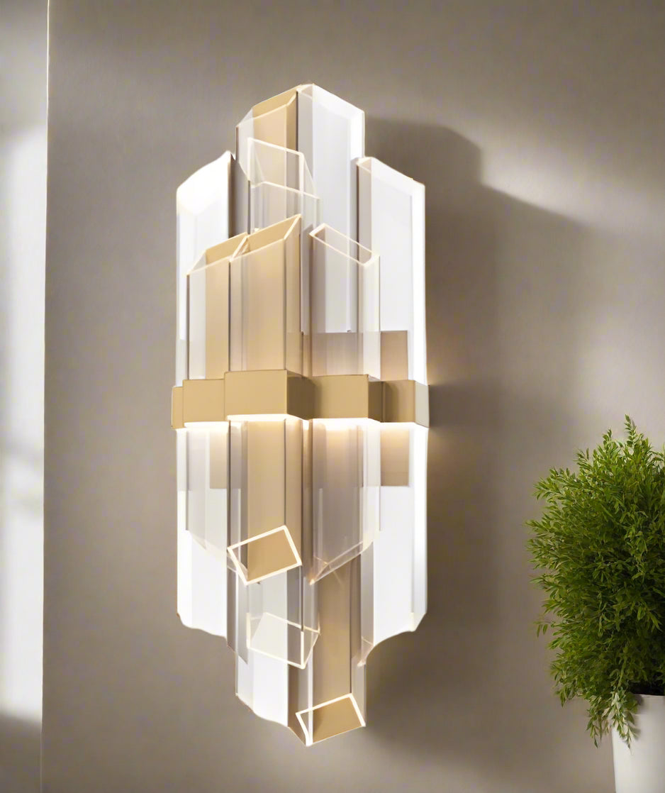 Titanium Gold Finish with Clear Acrylic Glass - L Wall mounted Series W 8919