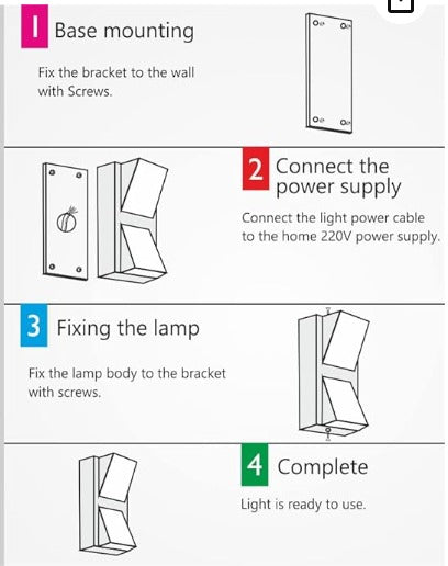 UP DOWN K Shaped  6W Outdoor Wall Mounted Light, Warm White
