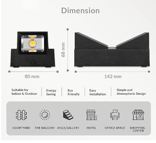 UP DOWN K Shaped 6W Outdoor Wall Mounted Light, Warm White – 8M Lights