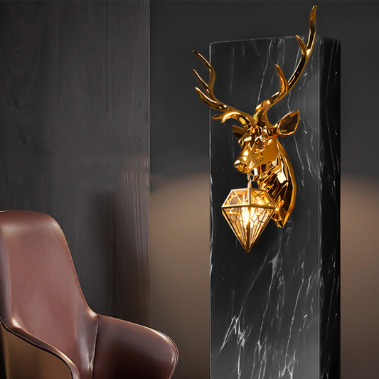 9248-1G Deer Head Wall Lamp 3D Wall Sculptures Wall Hanging Light Animal Head Wall Decoration