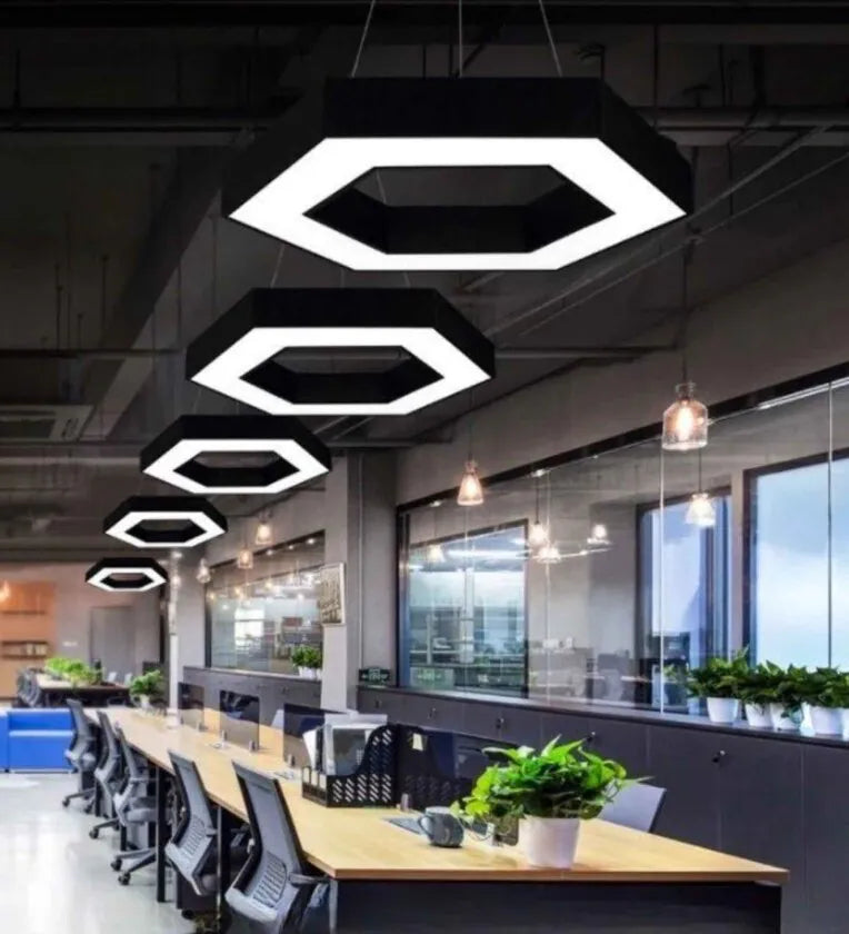 F614 Hexagon Hanging Light 48W for Living room, Bedroom, Ceiling, Offices, Gym, Cafe, Dance studios etc.