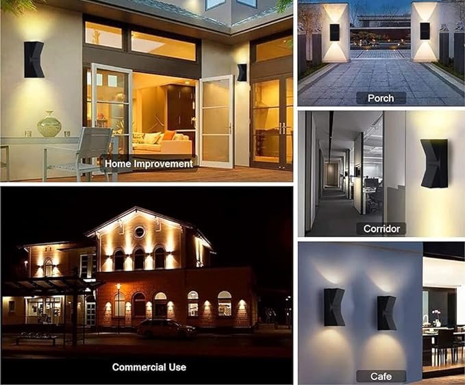 UP DOWN K Shaped  6W Outdoor Wall Mounted Light, Warm White